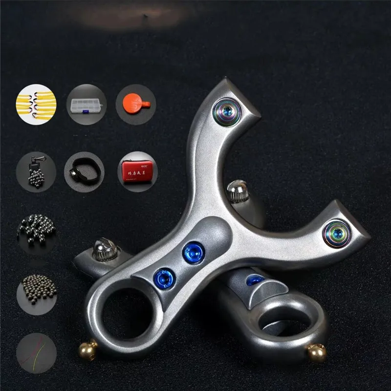 

Slingshot Stainless Steel Hunting Catapult with Rubber Band Free Tie Shooting Sling Shot