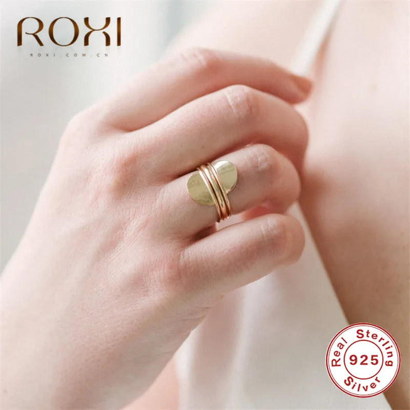 ROXI, Boho, 925 пробы, серебряные кольца для женщин, ювелирные изделия, геометрические, полумесяц, кольца на палец, Bague Femme, обручальные кольца, подарок на помолвку