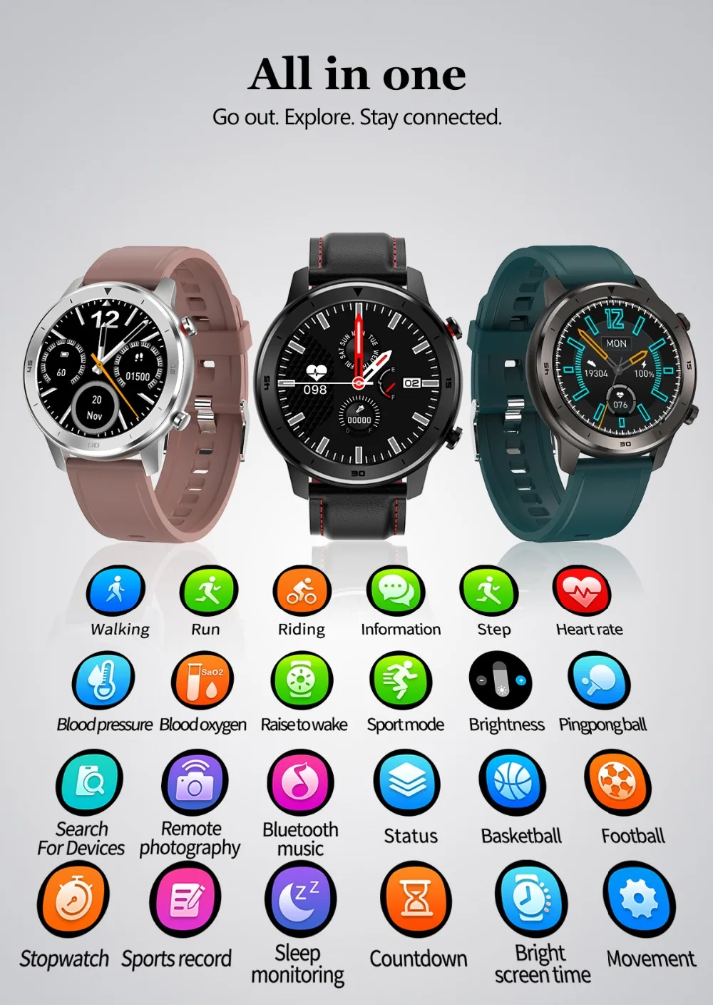 North Edge мужские полностью умные часы с сенсорным экраном монитор сердечного ритма Bluetooth Спорт Фитнес-трекер часы для IOS Android телефон