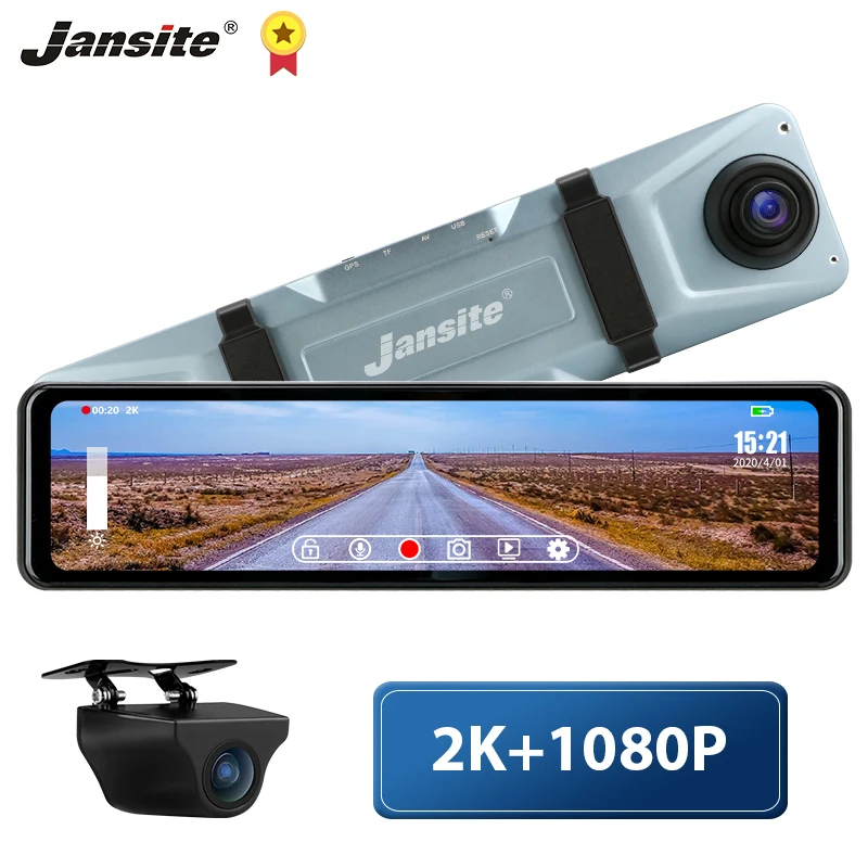 Видеорегистратор Jansite 2K + 1080P HD Автомобильный регистратор с GPS G сенсор для