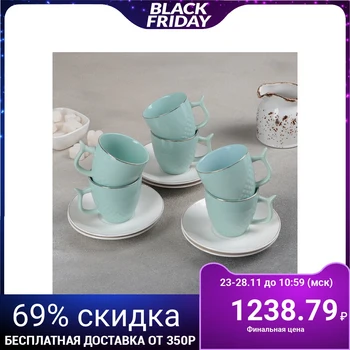 

Coffee service "Nude", 12 items: 6 cups 100 ml, 6 saucers 12 cm, green
