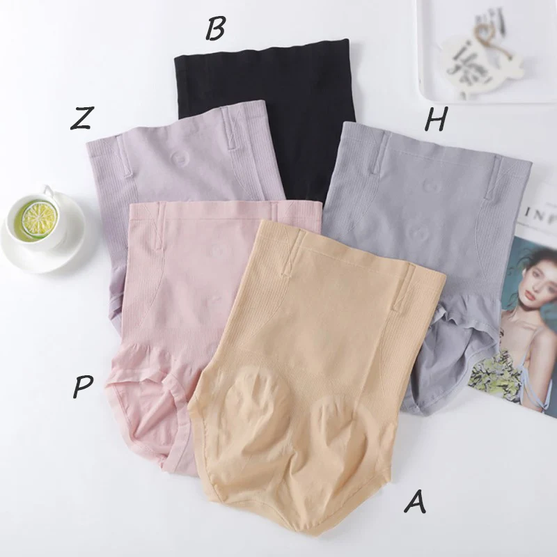 Comfortable Women\\\'s Plus Size Seamless High Waist Shapewear Briefs Solid Color Postpartum Panties