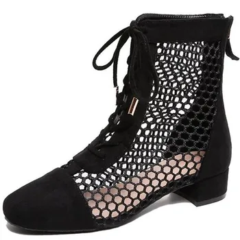 

2019 Summer New Hollow Out Women Sandals Casual Gladiator Sandals Ankle Cool Boot Low Heels Bandage Women Sandals E701