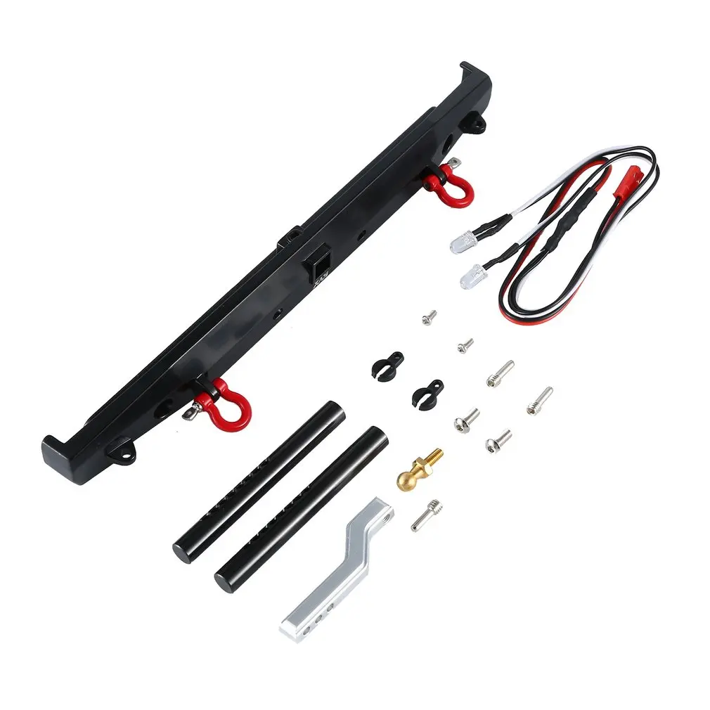 

RC Car Metal Rear Bumper with D-rings Light for 1/10 Axial RC Crawler TRAXXAS TRX-4 Upgrade Parts Accessories
