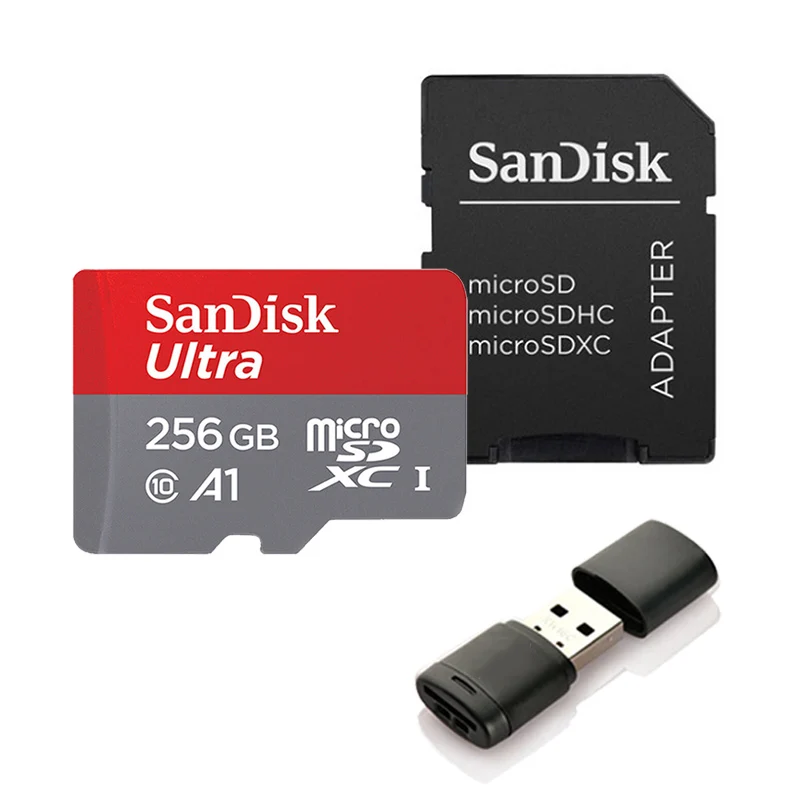 SQUNC-256G-KT2-C286 SanDisk Ultra карты памяти 400 Гб 256 ГБ 200 ГБ 128 Гб 64 Гб 98 МБ/с. 32 Гб оперативной памяти, 16 Гб встроенной памяти Micro sd карты Class10 UHS-3 A1 флеш-карты памяти SD/TF карты памяти Microsd карта - Емкость: SQUNC-256G-KT2-C286