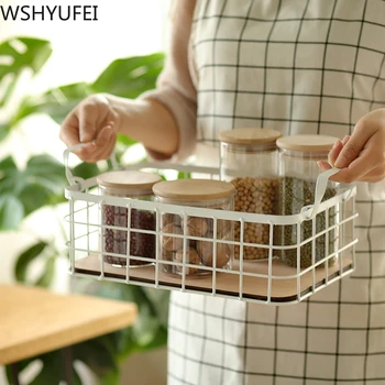

Creative desktop Wrought Iron Storage Basket Snack fruit storage basket kitchen tableware Storage Basket Home Decoration