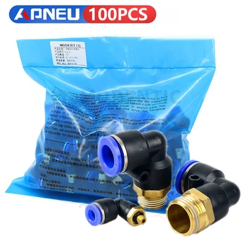 

50pcs Lot Lots PL Pneumatic Fitting Elbow Quick Connector 1/8" 1/4" 3/8" 1/2" Male Thread Push In 4-M5 6-M5 Fittings