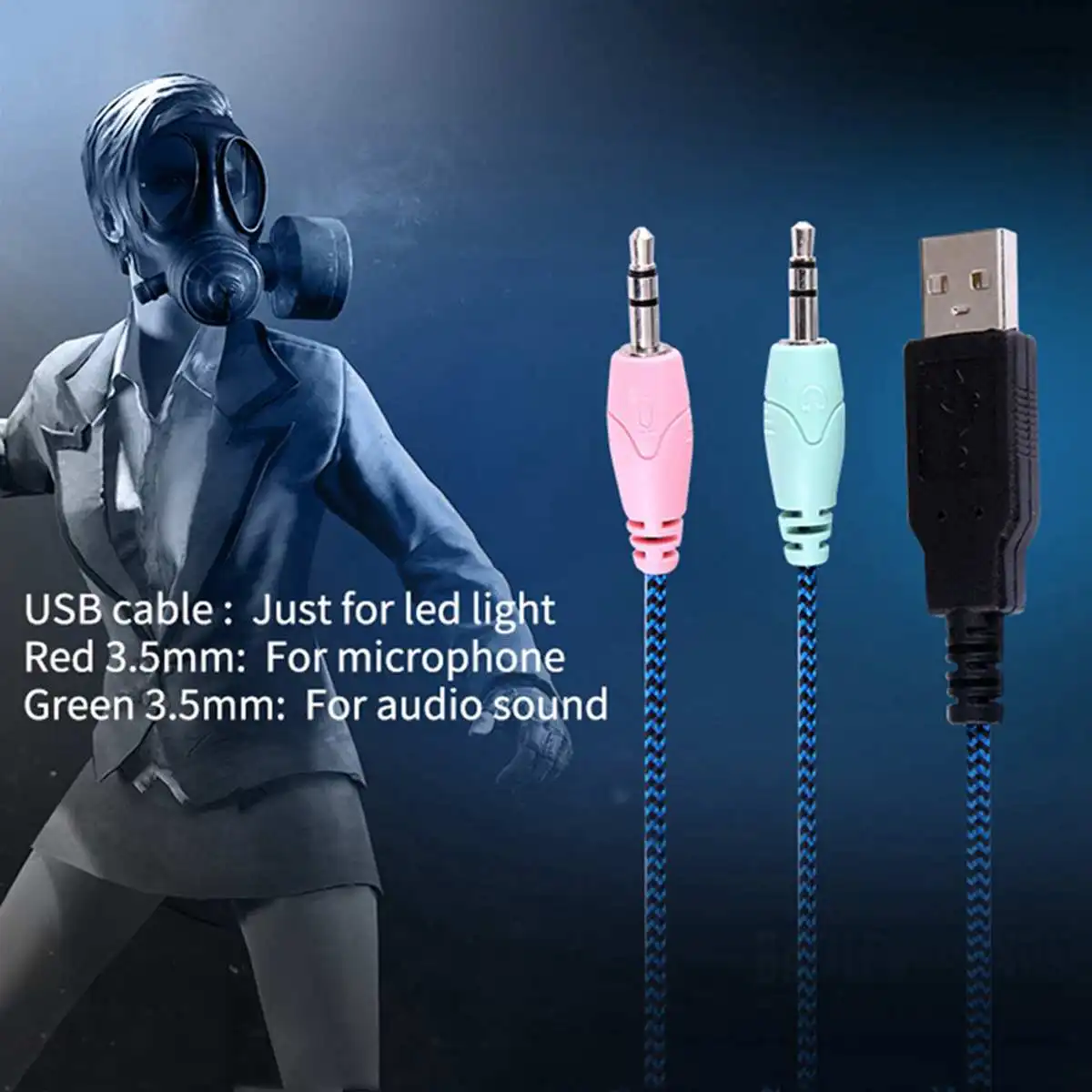 3,5 мм+ USB Проводные Игровые наушники светодиодный наушники с фоновой подсветкой стерео глубокий бас с микрофоном для компьютера