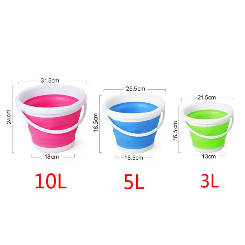3/5/10L Silicone Collapsible Bucket Folding Kitchen Camping Garden Water Pail 
