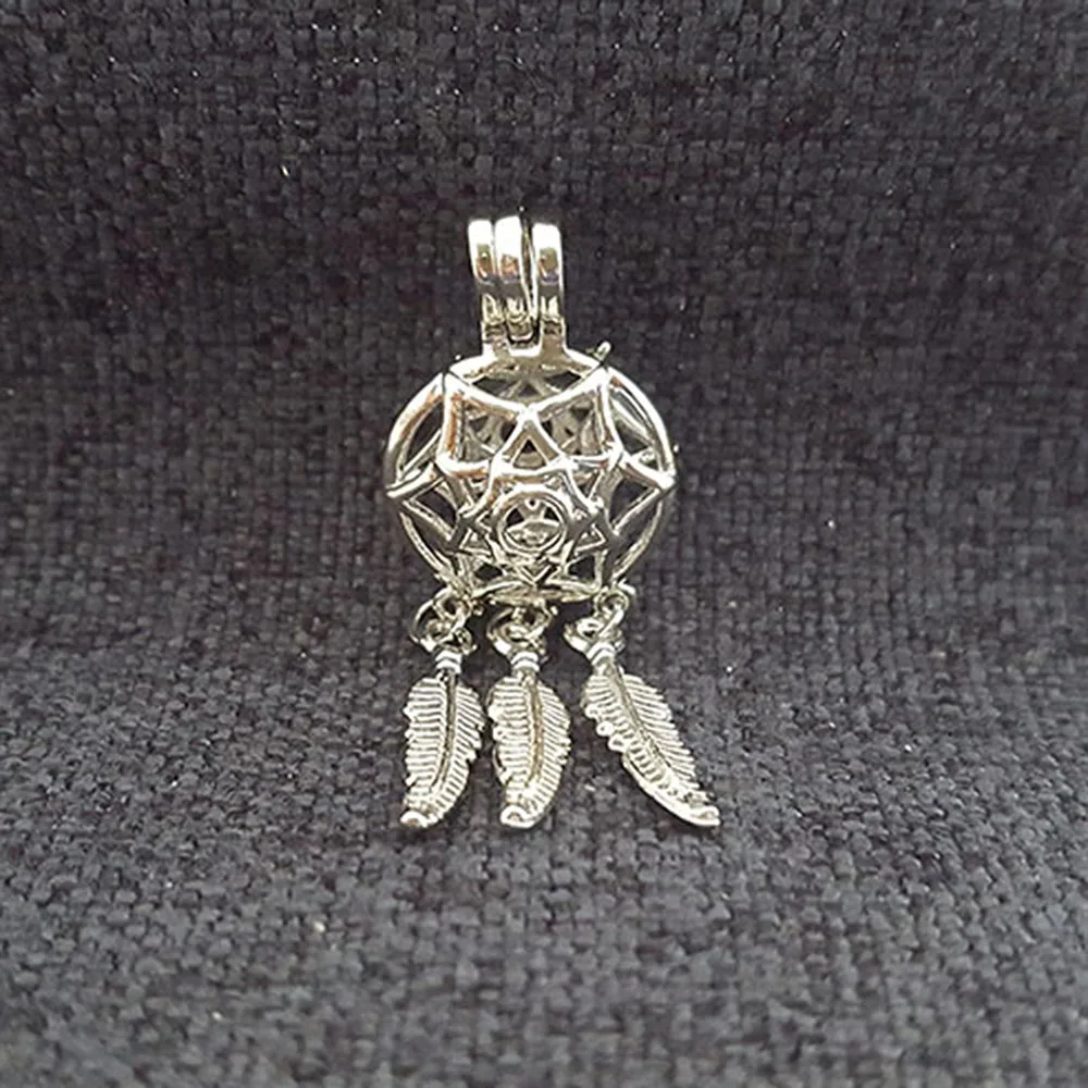 

5 Pieces Dream Catcher Pearl Cage Pendant Opening Cages Locket Charm Love Wish Pearl Cages Aromatherapy Diffusion Diy Jewelry