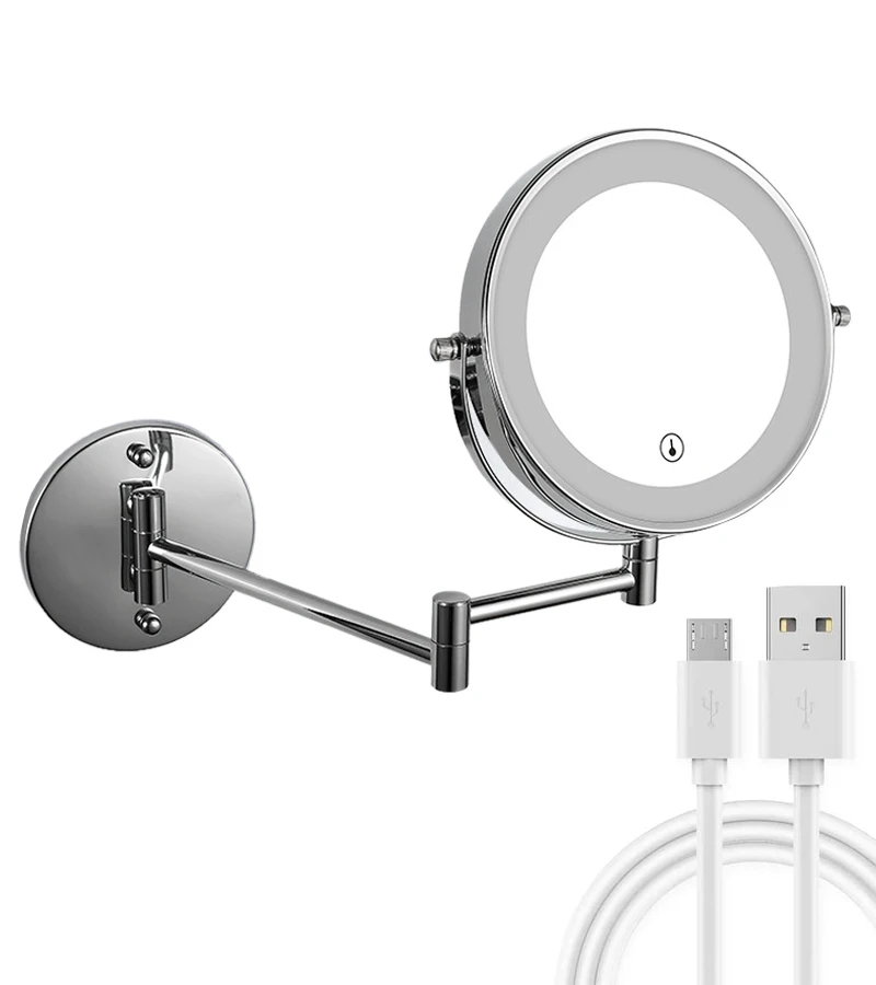 7InchWall Makeup Mirror with 1X/3X Double Sided touchBathroom Mirror with Dimmable LED Lights Swivel Extendable Cosmetic Mirrors two sided swivel wall mount mirror with normal and 2x magnification extendable arm transparent chrome finish