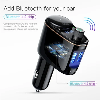 

Car Wireless Bluetooth V4.2 FM Transmitter MP3 Player 3.4A Dual USB Car Charger DQ-Drop
