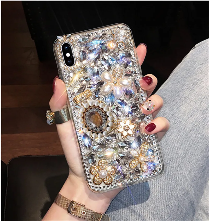 LaMaDiaa 3D жемчужный кристалл флакон духов блестящие Чехлы для Samsung Galaxy S10 S9 S8 Plus S7 edge