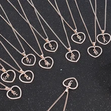 Романтическая любовь ожерелье с подвеской для девушек женские Стразы ожерелье с буквами алфавита золотые воротники трендовые новые шармы