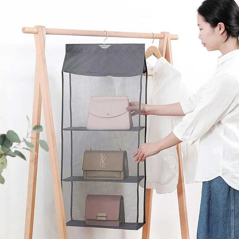 

Visible Handbags Storage Organizer Easy-accessible Hanging Closet Organizer For Bags Fordable Dust-proof Wardrobe Storage Box