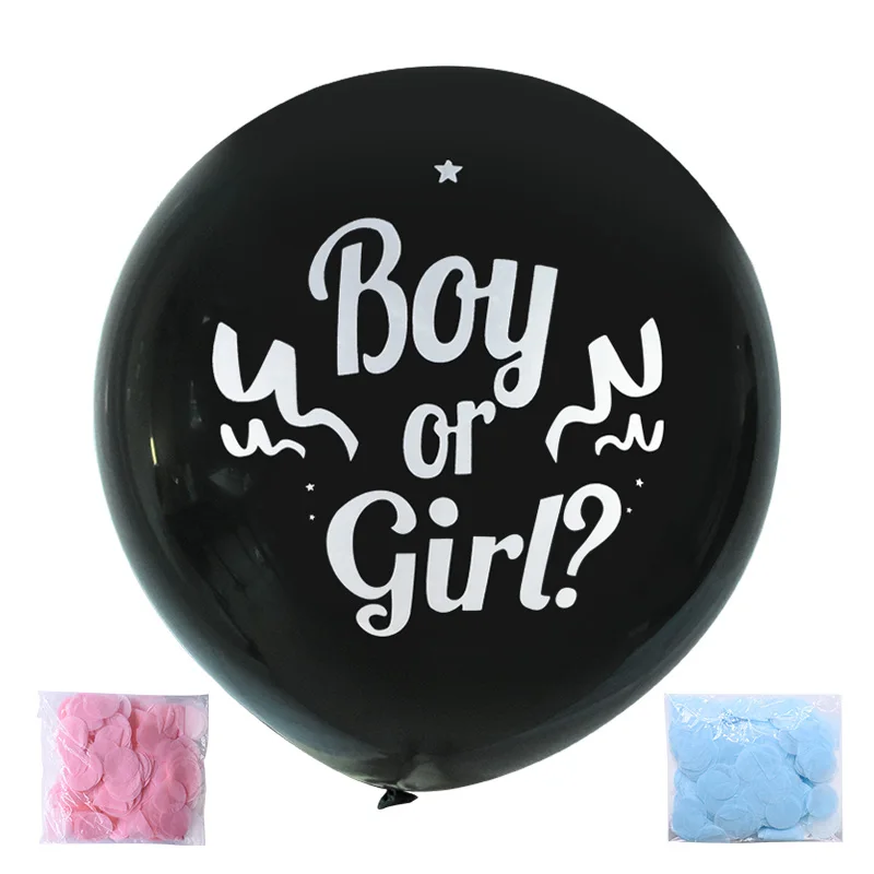 Latex Ballon Confetti Globos Party-Decoration Reveal Shower-Gender Black Baby Boy 