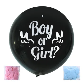 

1pc 36inch Boy or Girl Balloon Black Latex Ballon with Confetti Gender Reveal Globos Baby Shower Gender Reveal Party Decoration