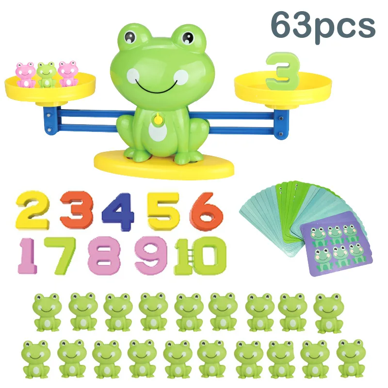 Math Match Game Board Toys Frog Cat Balancing Scale Number Balance Kids Educational Toy to Learn add and subtract | Игрушки и хобби
