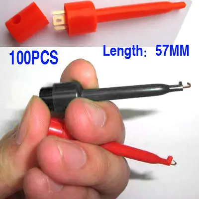 

DHL/EMS 1000PCS Red black 57MM Probes PCB SMT SMD IC Hook Test Clip Cables DIY-A8