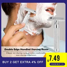 Классические бритвенные бритвы с двойными краями, безопасная бритва для влажного бритья из нержавеющей стали, хромированное покрытие, ручная чистка лица