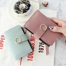 

Short Wallet Women 2020 Fashion Leather Wallet Ladies Solid Color Buckle Zipper Card Bag Ladies Clutch Bag Ladies Wallet
