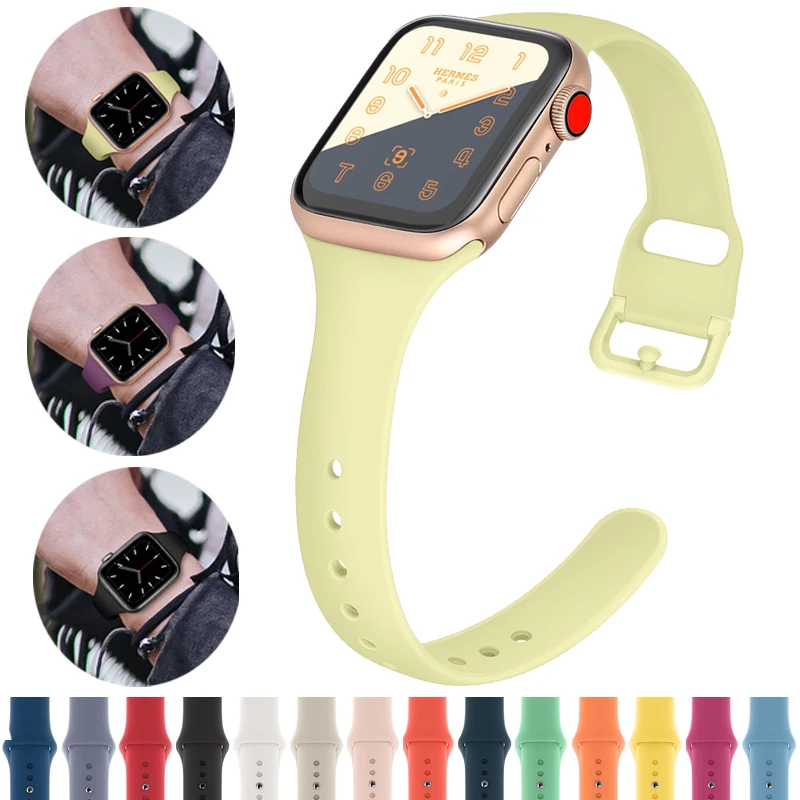 Ремешок для Apple Watch 44 мм 40 38 42 спортивный силиконовый браслет correa iwatch series 5 4 3 2