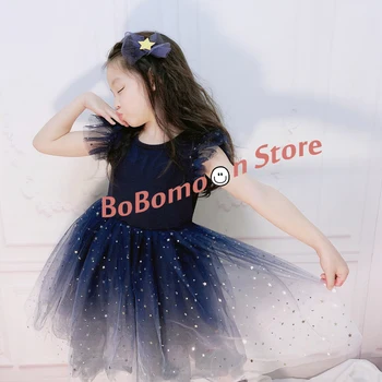 

Spot BoBomoon 2020 Spring Toddler Girl Dress Beautiful Princess Outing Party Open Star Mesh Dress Kids Dresses for Girls