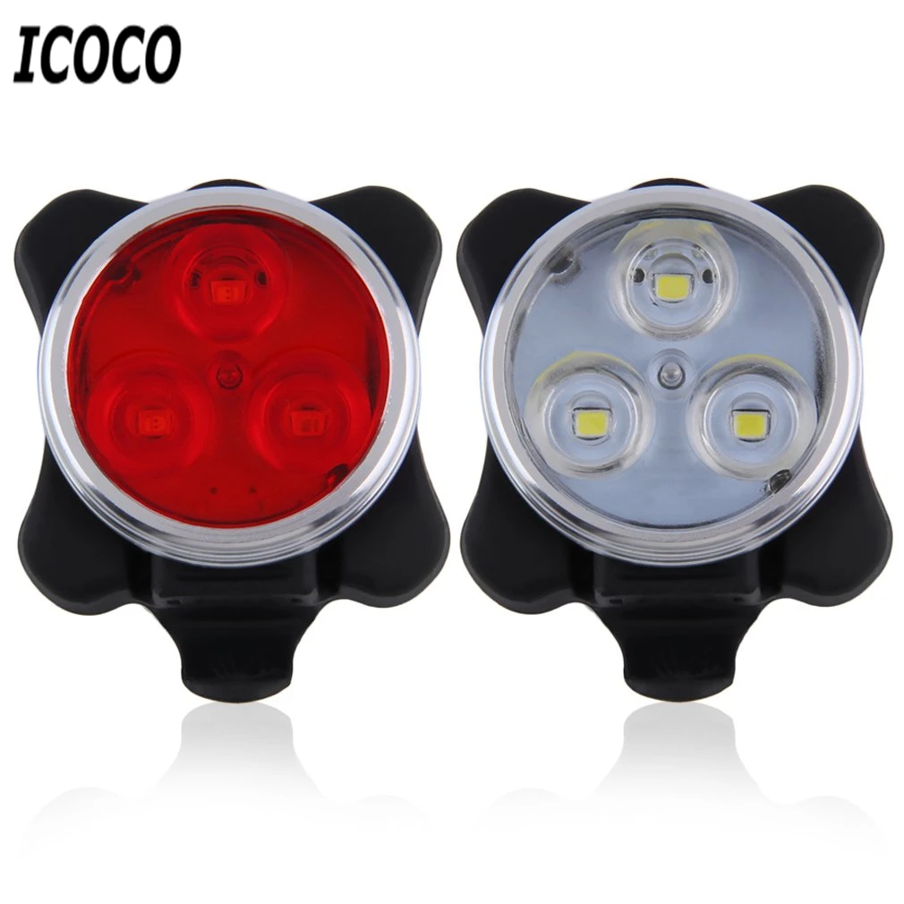 New Practical 3 LEDs USB Rechargeale Battery 4 Mode Head Front Bike Lamp Rear Tail Bicycle Light for MTB Wholesale Drop Shipping