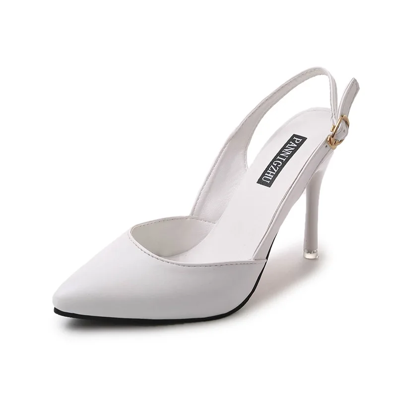 

WOMEN'S Shoes Sandals 2018 round-Toe Solid Color Closed-toe Straight Line Buckle High Heel Shoes Women's Thin Heeled Shoes