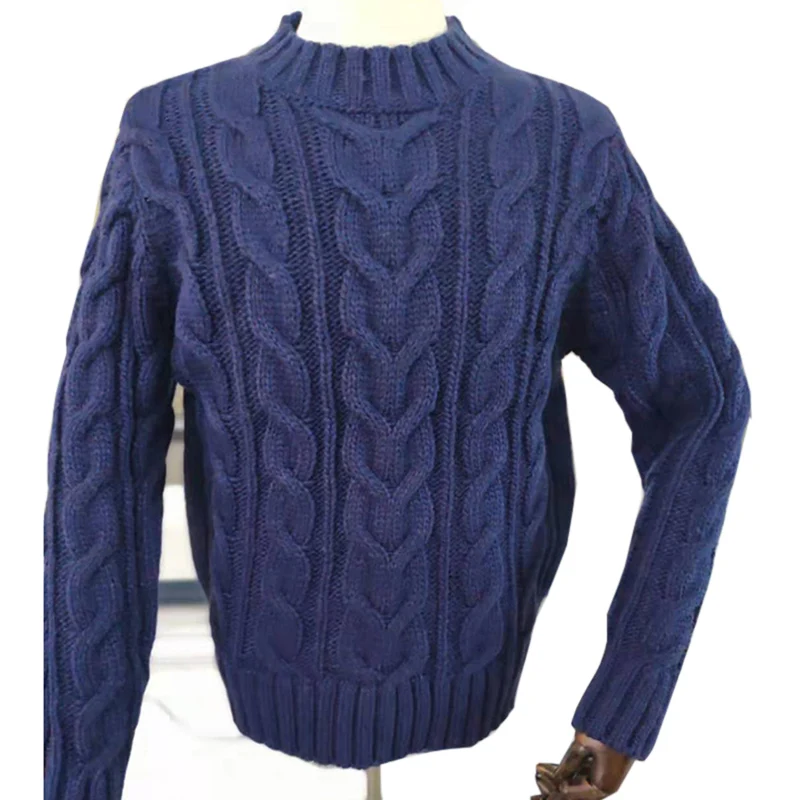 blue Winter Men's Pullover Sweater Casual Soft and Comfortable Pullover Sweater coat Thick warm Hand-knitted Cool Men's Sweater - Цвет: blue