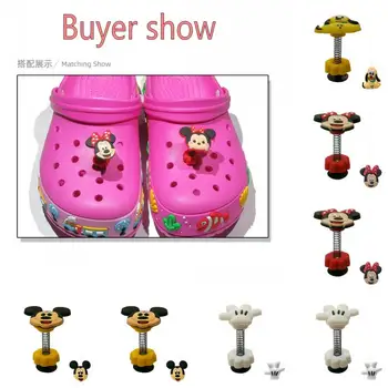 

8pcs Mickey Standing Flat Spring Flowers shoe charms PVC shoe accessories shoe decoration for croc jibz Kids Party X-mas Gift