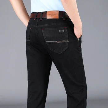 

Men Slim Fit Jeans Men's Cotton Jeans with Zip Fly with Button Black Style for Autumn Winte in Washed Denim with Side Pocket r