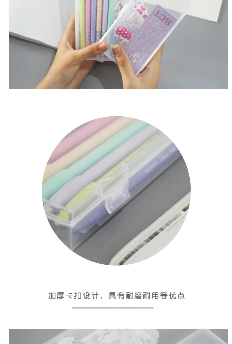 Yoofun 1 Pcs Transparent PP Food Grade Desktop Organizer Bleistift Box Lagerung Box Klassifizierung Box Schule Büro Schreibwaren – Detail 4