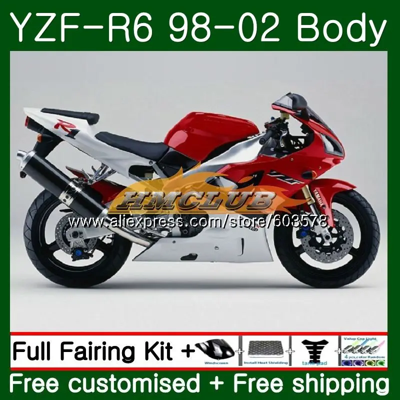 Корпус для YAMAHA YZF600 YZF-R6 1998 1999 2000 2001 2002 53CL. 8 YZF R6 600 R 6 YZF-600 YZFR6 98 99 00 01 02 глянцевый красный обтекатель - Цвет: No. 1
