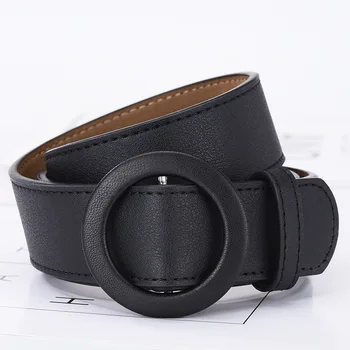 

Circle Pin Buckles Belt Female Deduction Side Gold Buckle Jeans Wild Belts Women Fashion Students Simple New