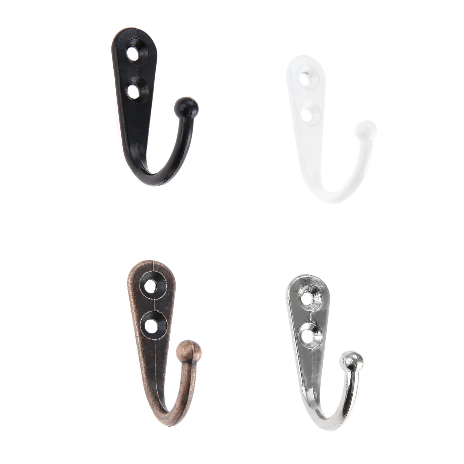 5pcs Zinc Alloy Hooks Wall/Door Mounted Hanger Retro w/screws Red Copper/Silver/Blcak/White Coat/Key/Bag/Towel/Hat Holder 44mm 2