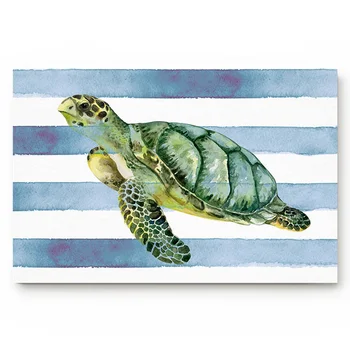 

Animal Sea Turtle Stripes Ocean Living Room Doormat Home Environmental Protection Bathroom Door Non-slip Floor Mat