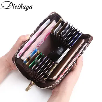 

Casual Fashion PU RFID Women Long Zipper Multi Purpose Wallets Men Card Holder Wrist Strap Clutch Passport Purse by 24 Card