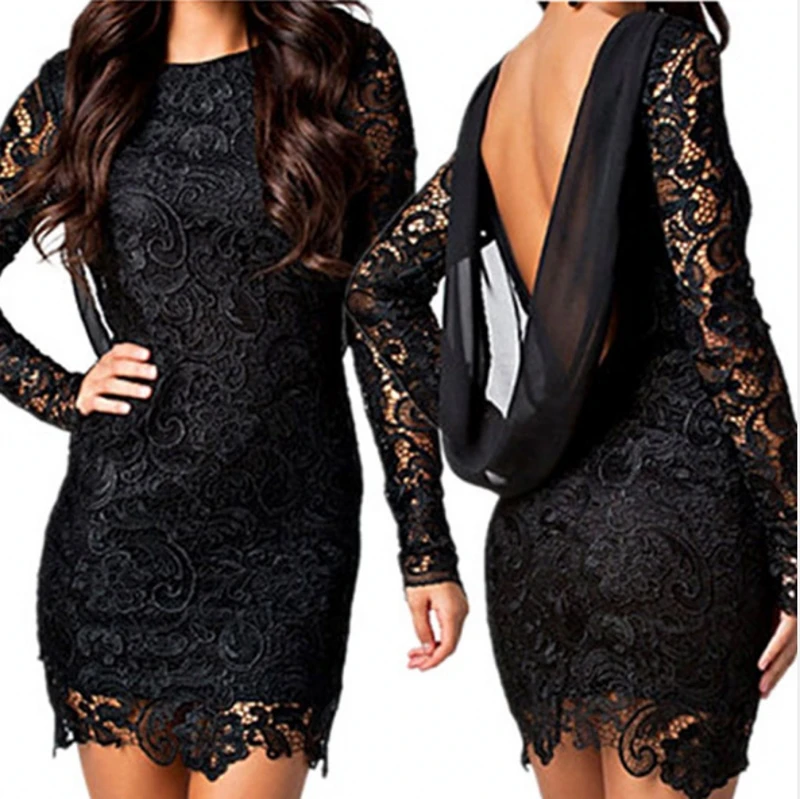 Robe de soriee Горячая новинка платье с круглым вырезом и длинными рукавами кружевное коктейльное платье модные вечерние платья для выпускного вечера облегающая сексуальная юбка Клубное платье-карандаш