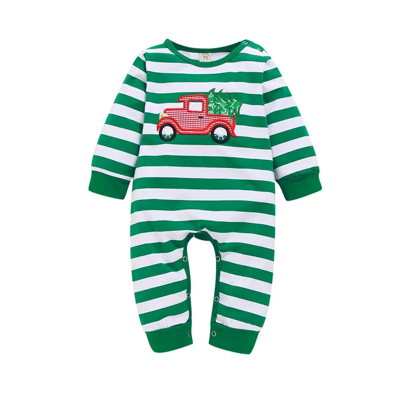 Рождество цельнокроеные Комбинезоны для детей Одежда для новорожденных боди малыш Bebe для девочек хлопковый комбинезон в полоску комбинезон, комплект одежды