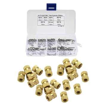 

230 Pcs M2 304 Stainless Steel Hex Socket Button Head Cap Bolts Screws Nuts Kit & 20 Pcs M2X3mmx3.2mm Female Threaded Brass Knur