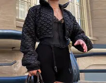 Short Jacket Women's fashion Warmth Stretchy Heart-Shaped Turn-Down Collar outwear 2021 Autumn new Trend Casual Long Sleeve Coat