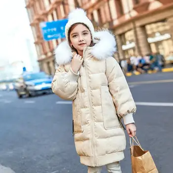 

Winter fashion children down coats Gold velvet thicker warm real fur collar Girls outerwear modis kids duck down jackets Y2346