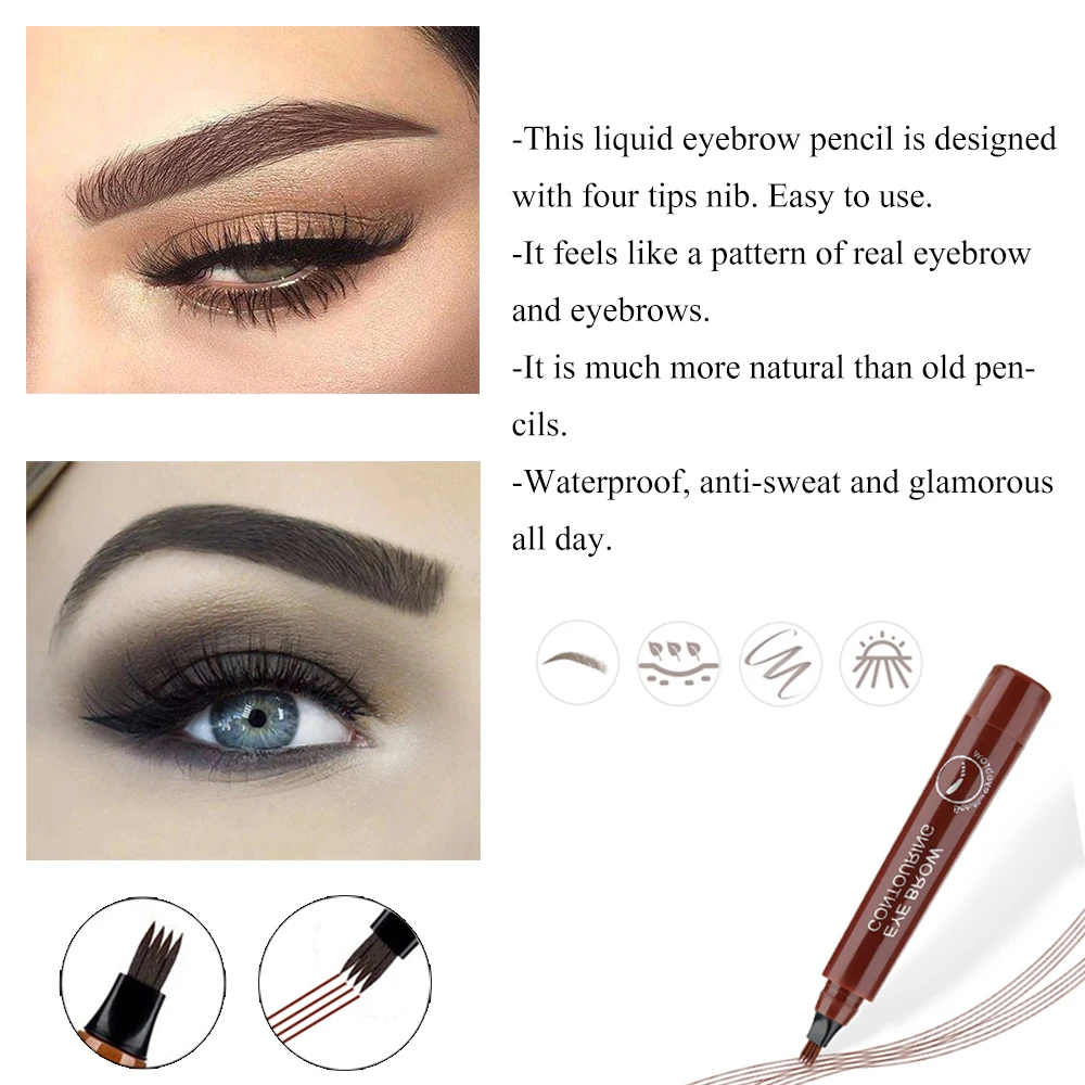 Eyebrow Pencil 4 claw Tattoo Pen Professional Long Lasting Waterproof Microblading Fine Sketch Liquid Eye Cosmetics 4