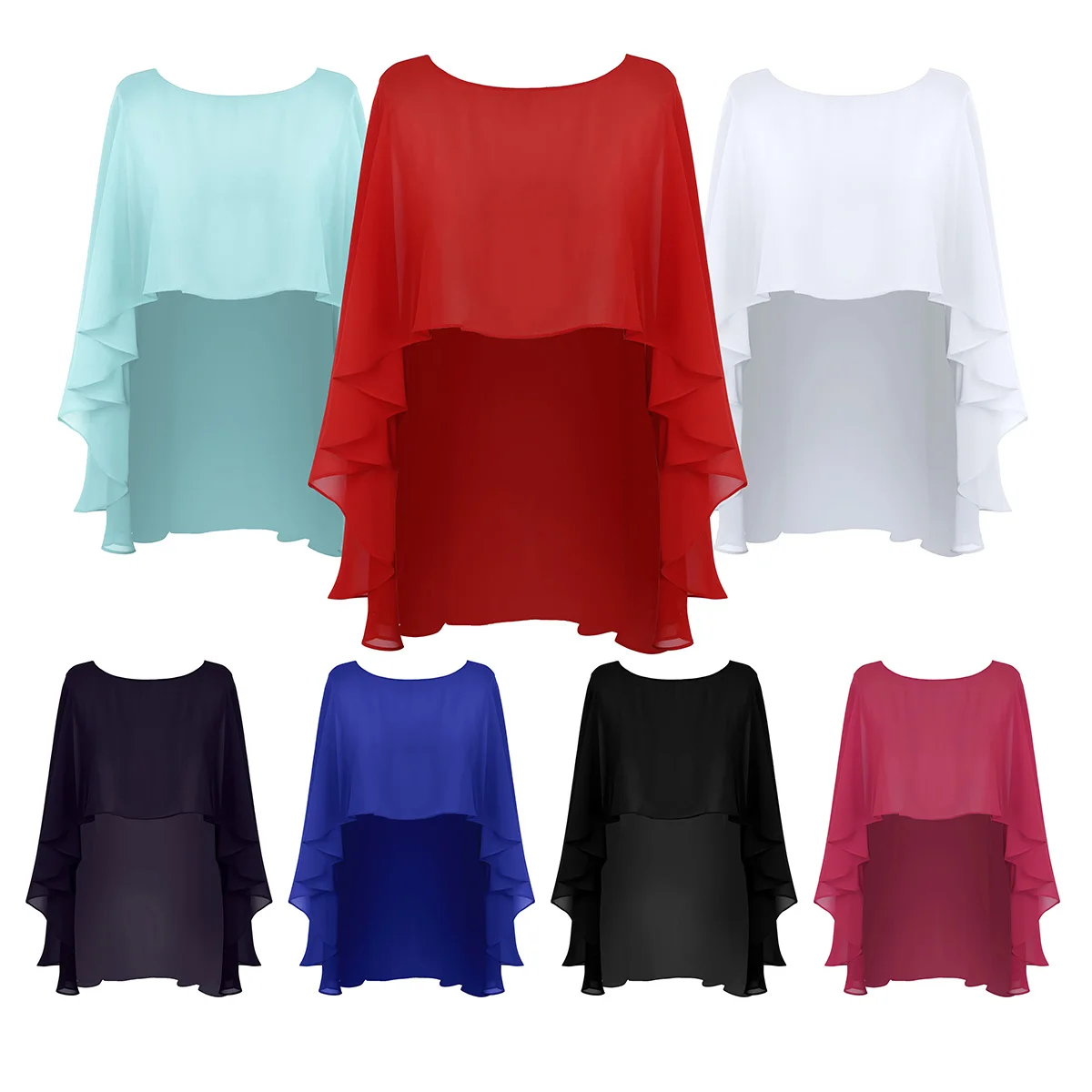 Womens Chiffon Cape Shawl Soft Lightweight High Low Shawl  Ladies Wedding Capes Shrug Bridal Long Shawl Casual Wraps