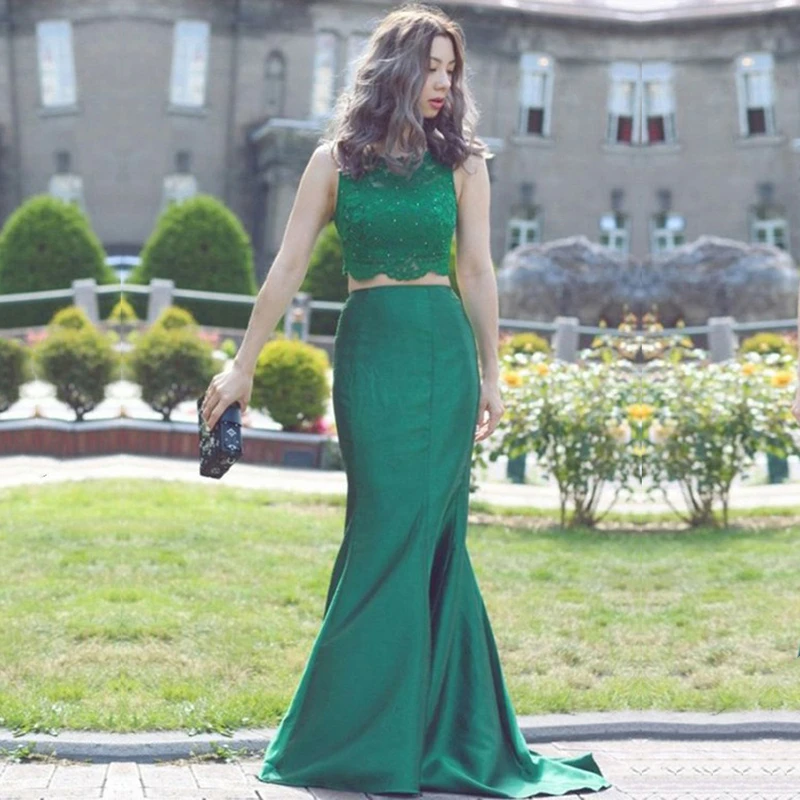Emerald two piece prom dress Clearance