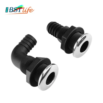 

Nylon Plastic Thru Hull Bilge Fitting With Stainless steel Rim Bilge Pump Aerator Hose Boat Marine Yacht Sail RV Accessories