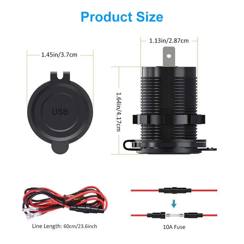   3.0  USB  ܼƮ ġ ġ  12V/24V USB   DIY ŰƮ ڵ Ʈ  