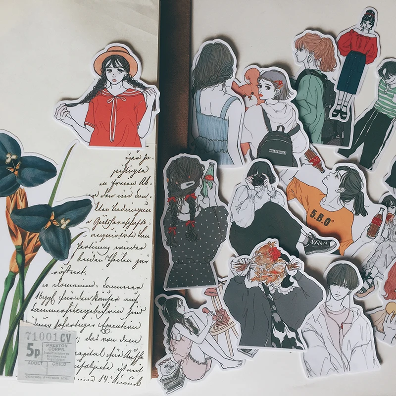 

15Pcs/Pack Hand Draw Girl Daily Life Sticker DIY Craft Scrapbooking Album Junk Journal Happy Planner Decorative Stickers