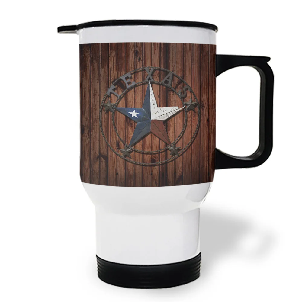 Western Texas Star Wood Travel Coffee Mug Spill Proof Mugs For Men Stainless Steel Leak Resistant With Lid Doctor Tra | Дом и сад